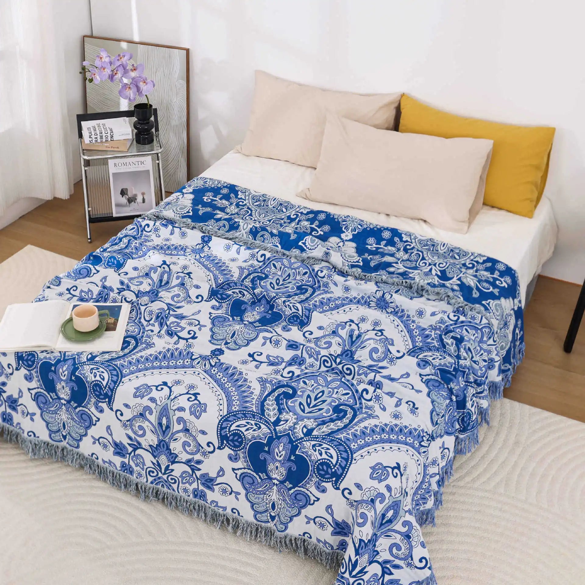 Japanese Throw Blanket Cotton Double Sided Sofa Cover Sofa Cushion Leisure Blanket Bedspread Four Seasons Cooling Quilt Sheet