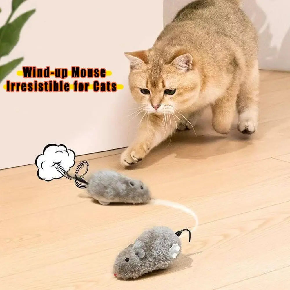 1/5 unidades Brinquedo Rato de Pelúcia Interativo de Corda para Gatos, Cães e Crianças, Brinquedo Animal Mecânico em Movimento para Brincar e Fazer Travessuras