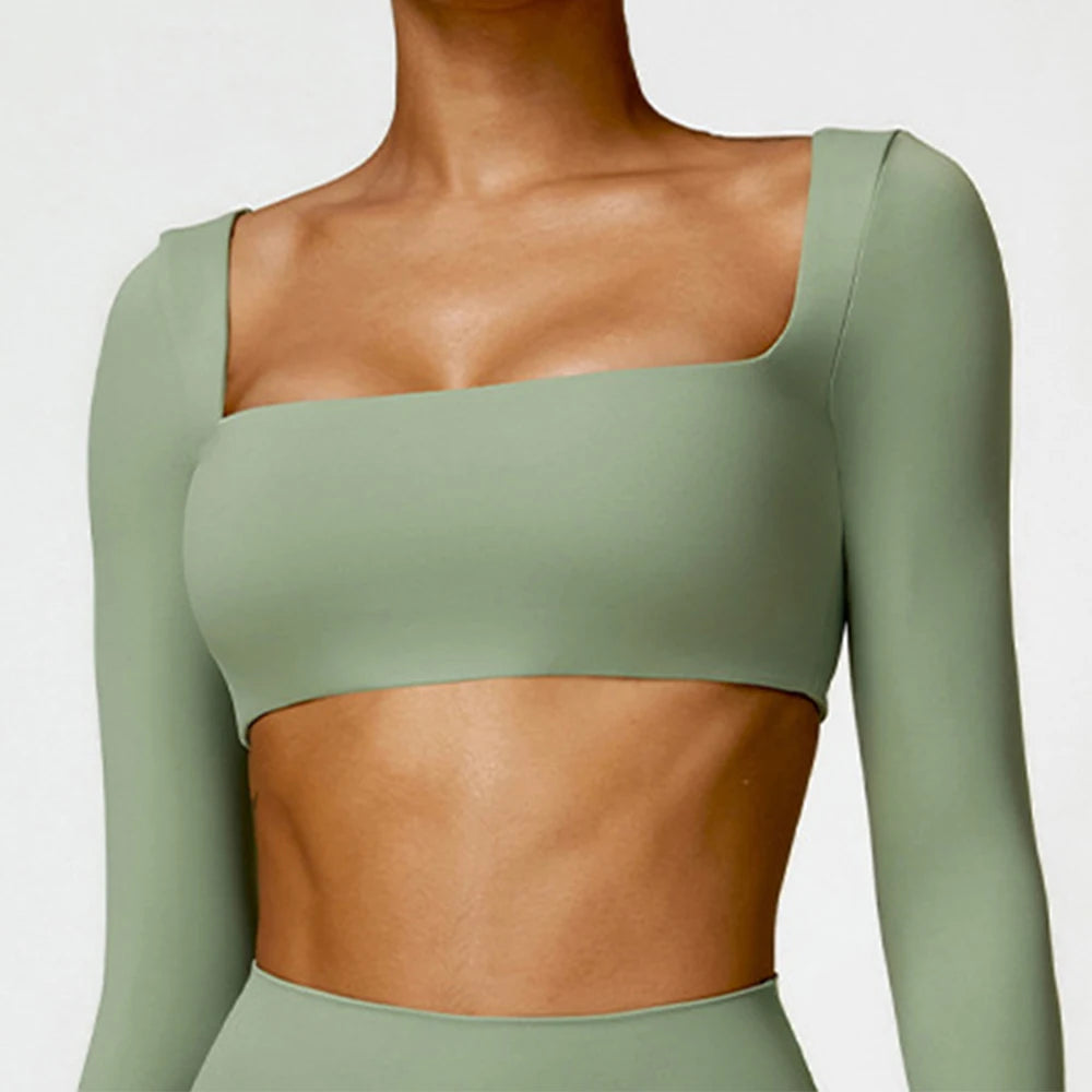 Top Fitness Sem Costura Manga Longa — Suporte e Estilo no Treino