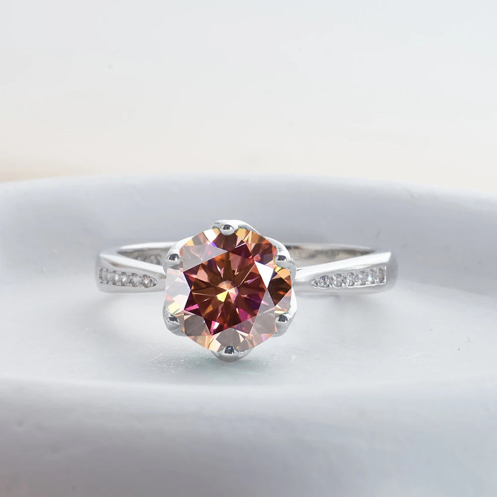 JoyceJelly 3ct Colorful Moissanite Rings with GRA S925 Sterling Silver Luxury Jewelry For Women Timeless Trends Wedding Bands
