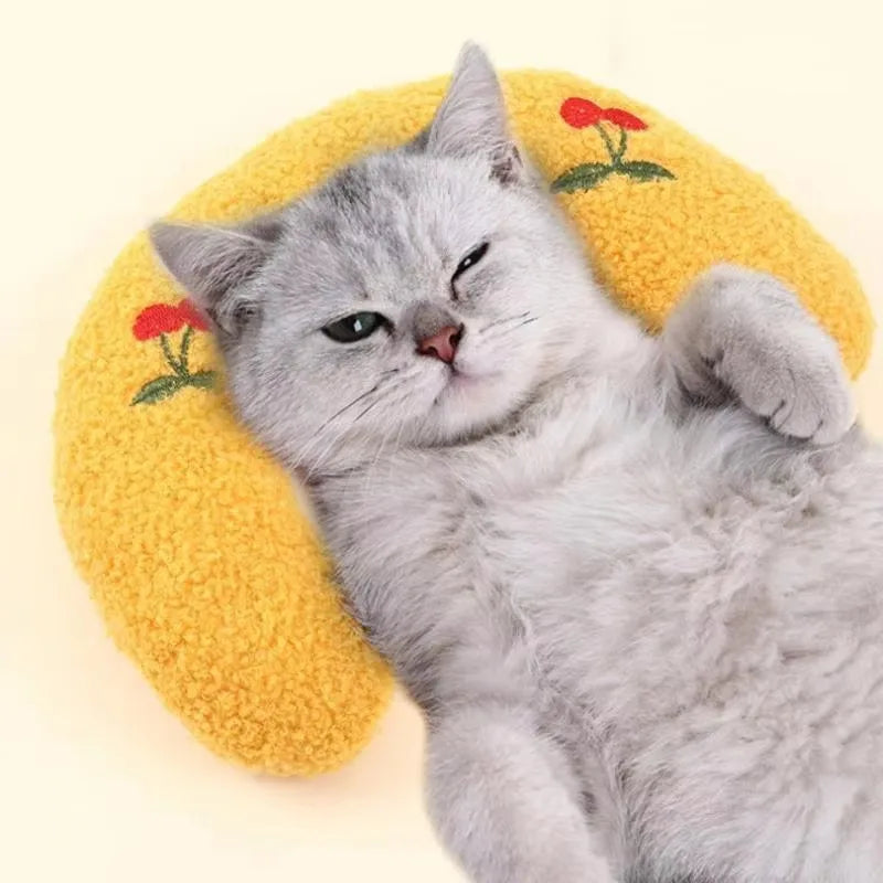 Cute Cat Pillows Cats Kittens Small Dogs Sleeping Pillow U-shaped Soft Cat Bed Pillow Cats Toys Pet Supplies аксесуари для котів