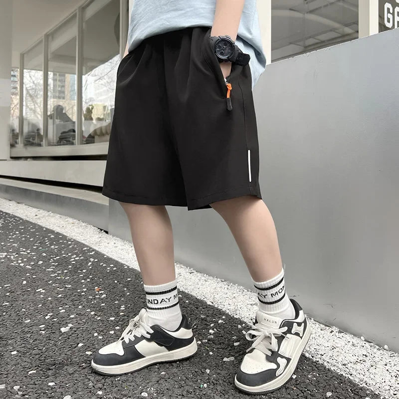 Shorts Masculinos de Verão Seda Gelada Corrida Academia Esporte Secagem Rápida Respirável Praia Fitness Jogging Casual Esportivo