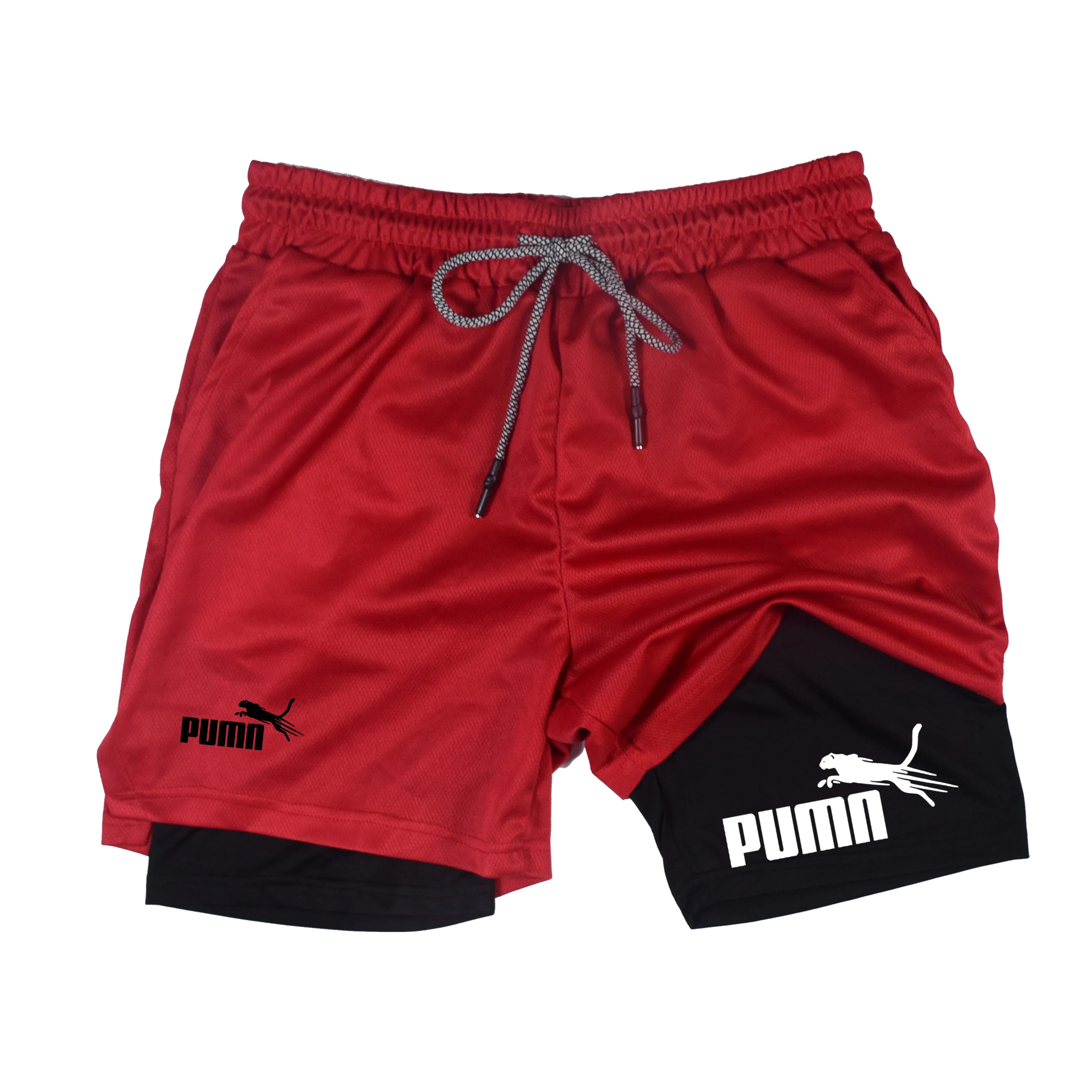 Summer Breathable Two-in-one Double-layer Shorts Men's Elastic...