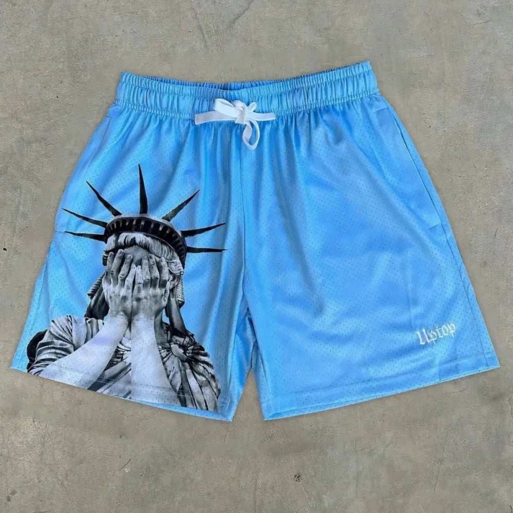 European and American men's summer Statue of Liberty print...