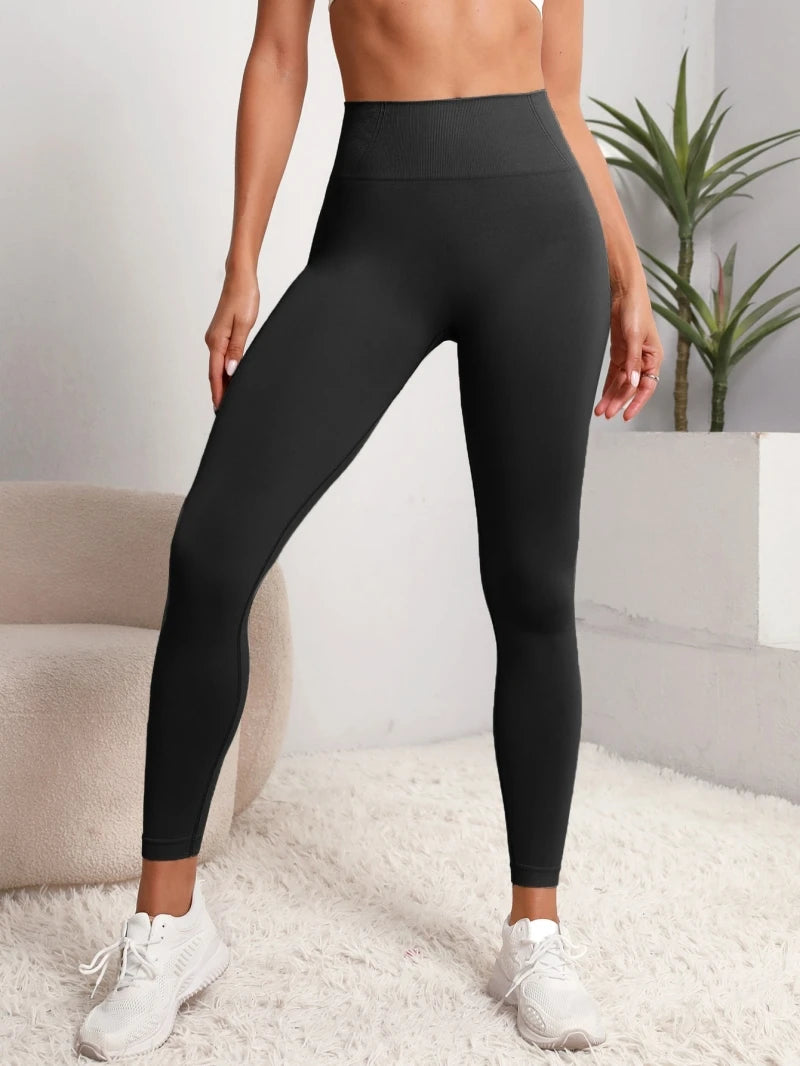 Legging Esportiva Feminina Sem Costura Com Cós Alto De Cintura Que Modela O Quadril Para Fitness Yoga Academia