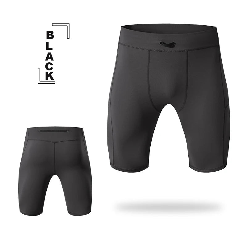 Shorts de Compressão Masculino Secagem Rápida Bodybuilding Tights Shorts Fitness Leggings Elástico Cintura Parte de Baixo Esportiva Calção de Corrida Masculino Academia