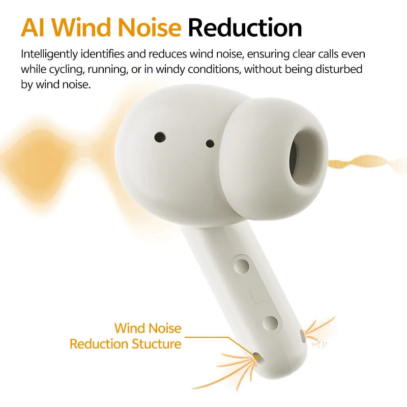 Fones de ouvido sem fio QCY Buds TWS Bluetooth 5.3 Driver Dinâmico de 10mm Cancelamento de Ruído do Vento AI Baixa Latência de 0,68S Fone de ouvido 35H