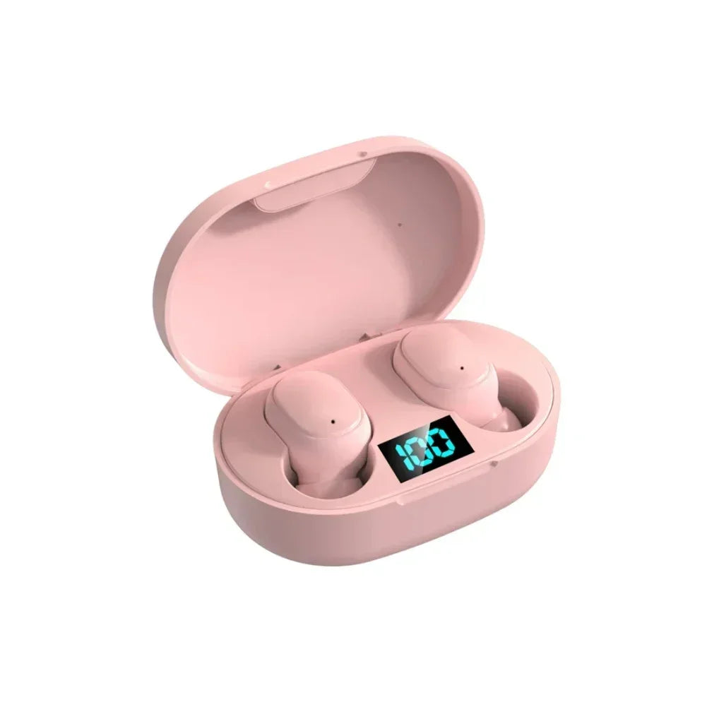 Fones de ouvido sem fio E6S com cancelamento de ruído, à prova d'água, intra-auriculares, estéreo, com estojo de carregamento com tela LED