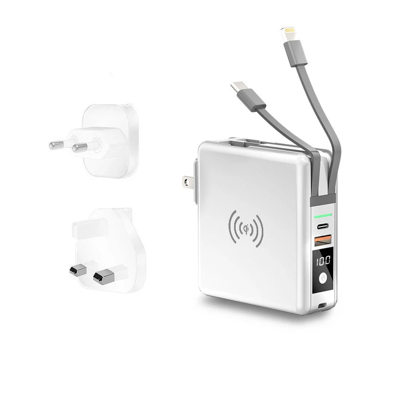 Power Bank 10000mAh 15W Carregamento Rápido Sem Fio Plug AC