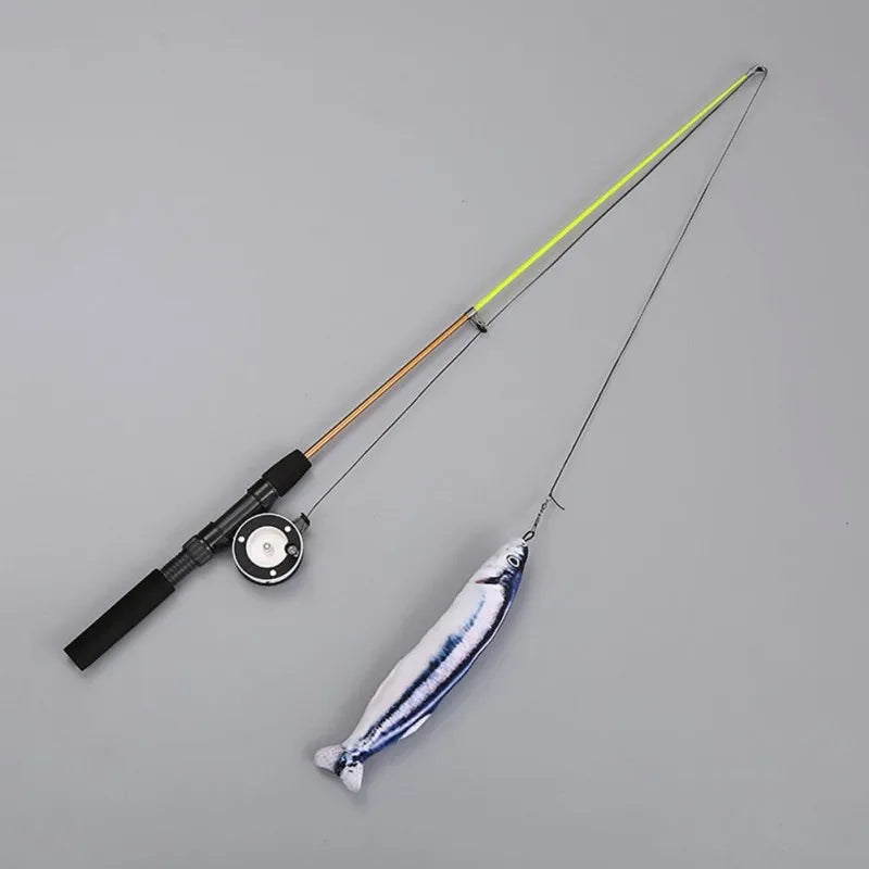 Cat Rods Retractable Cat Toy Fish Type Telescopic Feathers Funny Cat Stick Toys Pet Toy for Kitten Simulation Fishing Rod