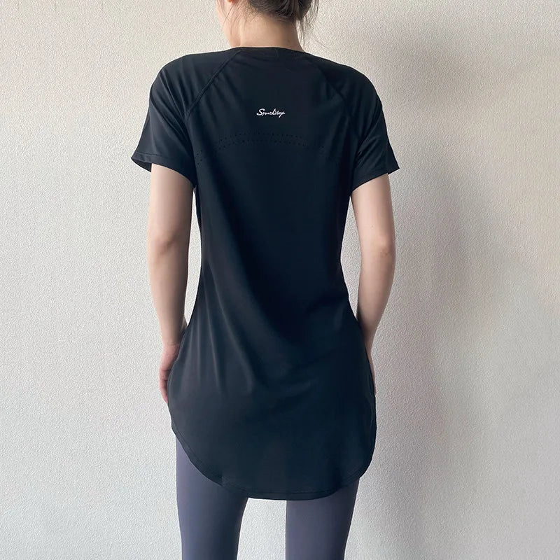 Sportswear Woman Gym 2026 Yoga Clothes Women T-Shirt Short Sleeve Quick Dry Fitness Top Breathable Slim Butt Cover Running Shirt