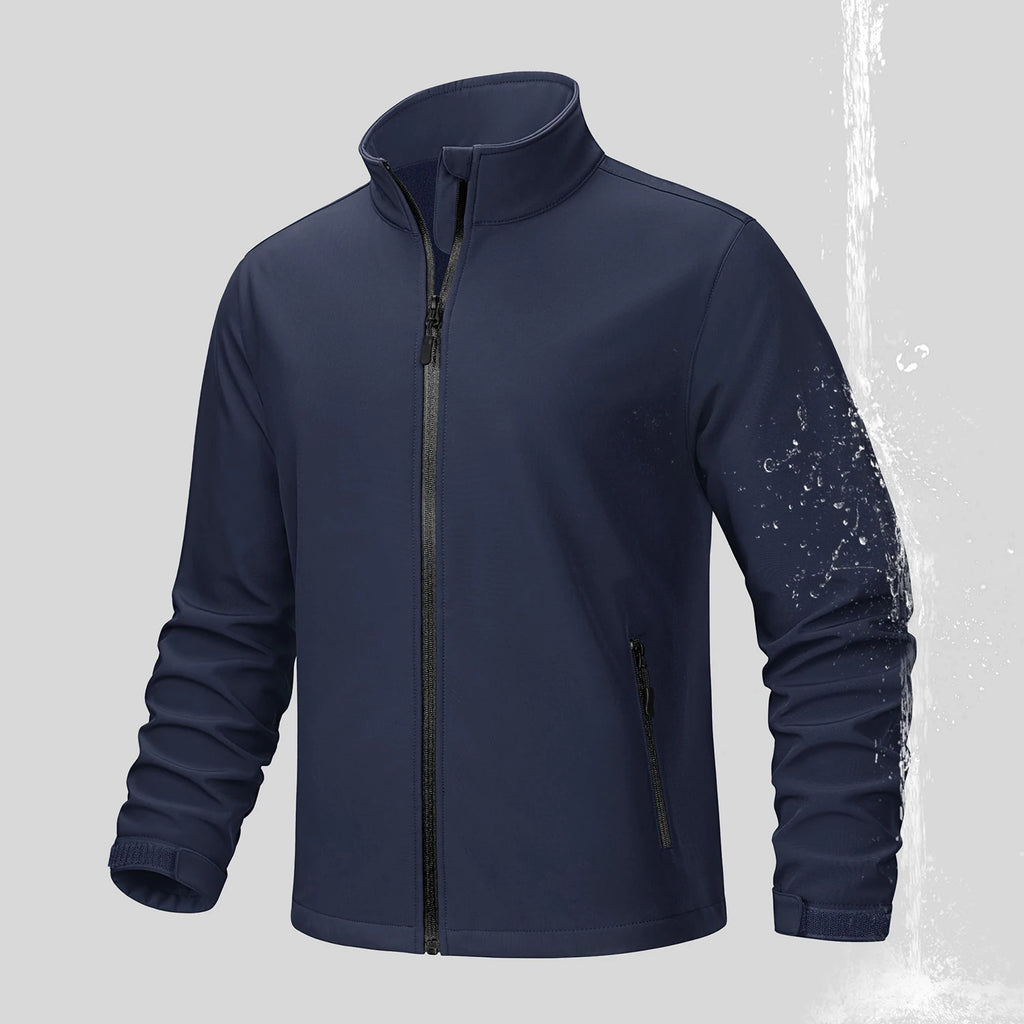 Tacvasen Jaqueta Softshell Masculina Forrada com Fleece Zíper Completo Jaqueta de Chuva Masculina Jaqueta de Trabalho ao Ar Livre Corta-vento Masculino para Trekking Primavera Caminhada