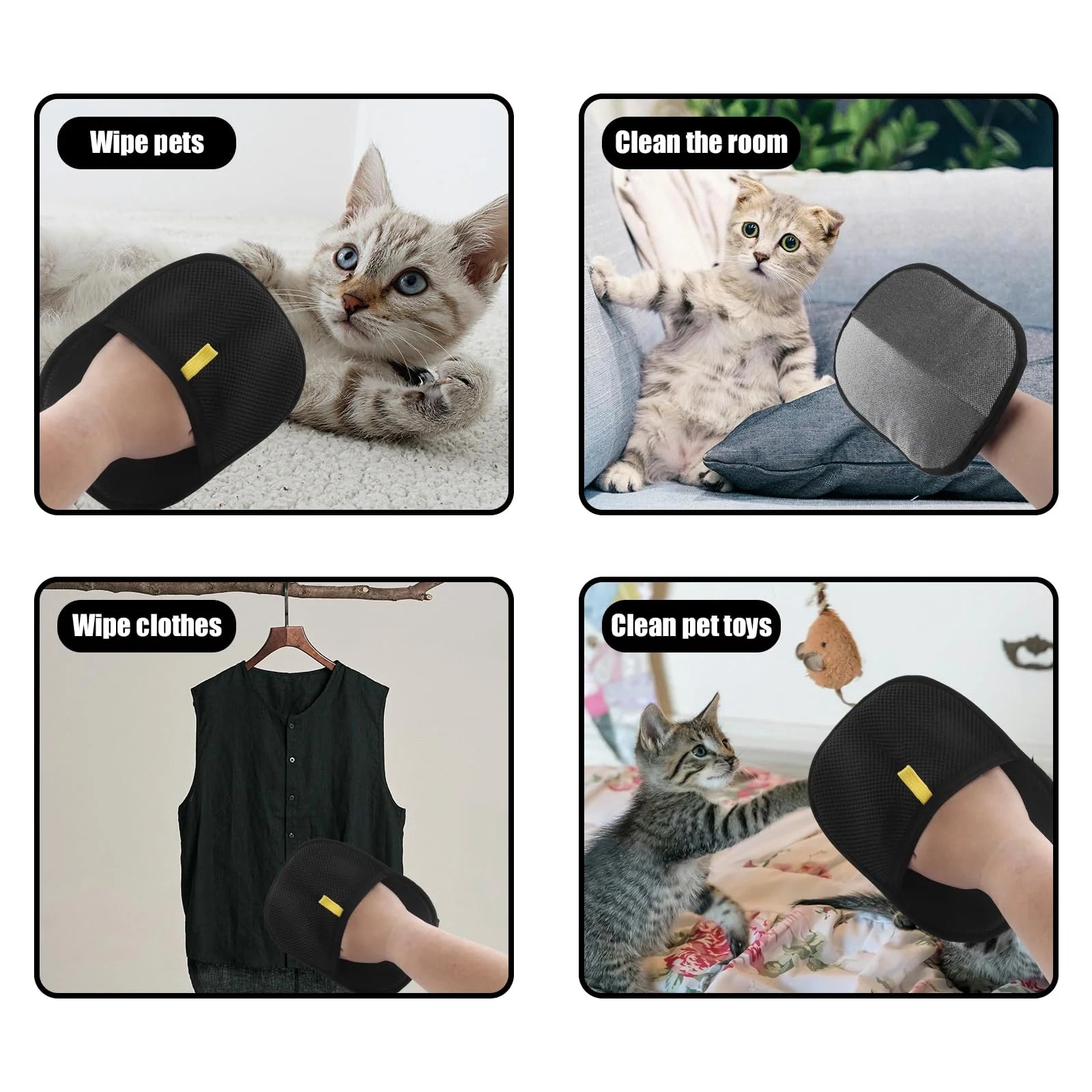 Ferramenta Reutilizável de Remoção de Pelos de Animais Luvas Removedoras de Estática, Luvas de Higiene Dupla Face para Animais de Estimação, Remove Pelos de Animais de Estimação de Tapetes