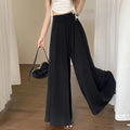 Tendência de Roupa Feminina 2024 Saia Calça de Perna Larga com Barra Grande Calça Feminina Casual Calça Social Elegante Básica de Cintura Alta para Escritório