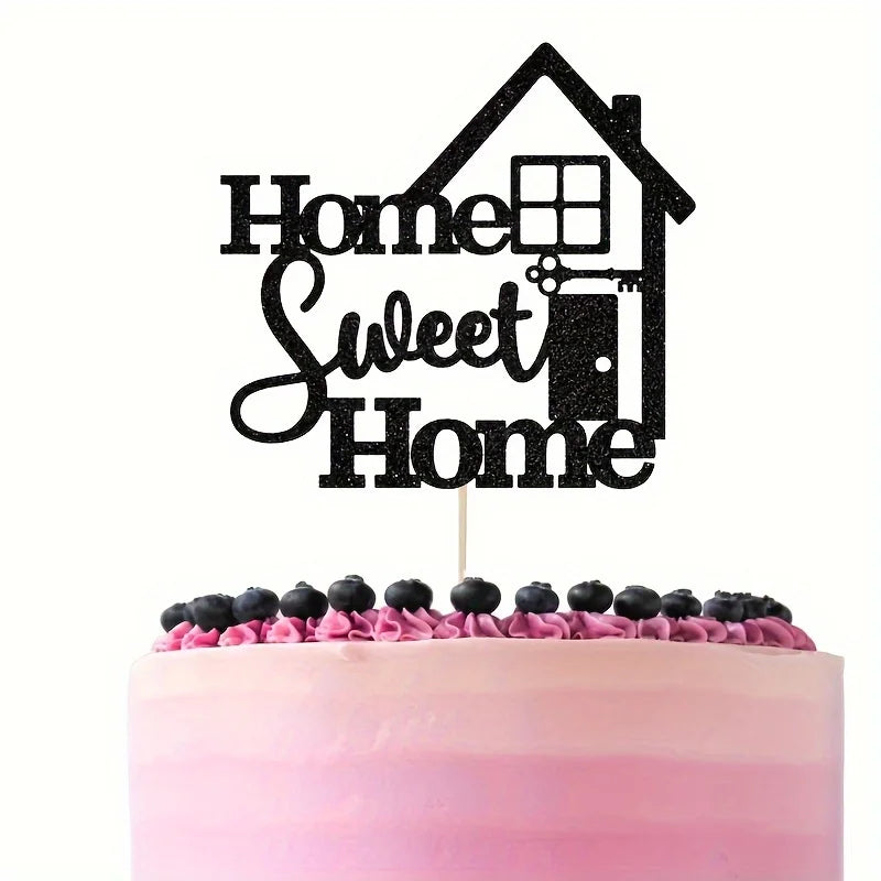 WonderNest Home Sweet Home Decoração de topo de bolo preto