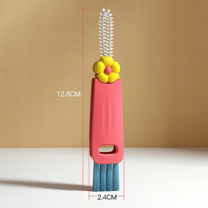 3 In 1 Multifunctional Cleaning Brush Tiny Bottle Cup Lid Detail Brush Straw Cleaner Tools Household Kitchen Cleaning Supplies
