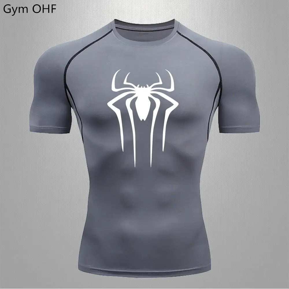 Camiseta Compressão Masculina Spider — Performance e Visual Único