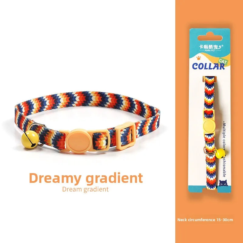 Cat collar Kitten woven necklace Collar bell Anti-choking Comfort Safety buckle Pet decoration