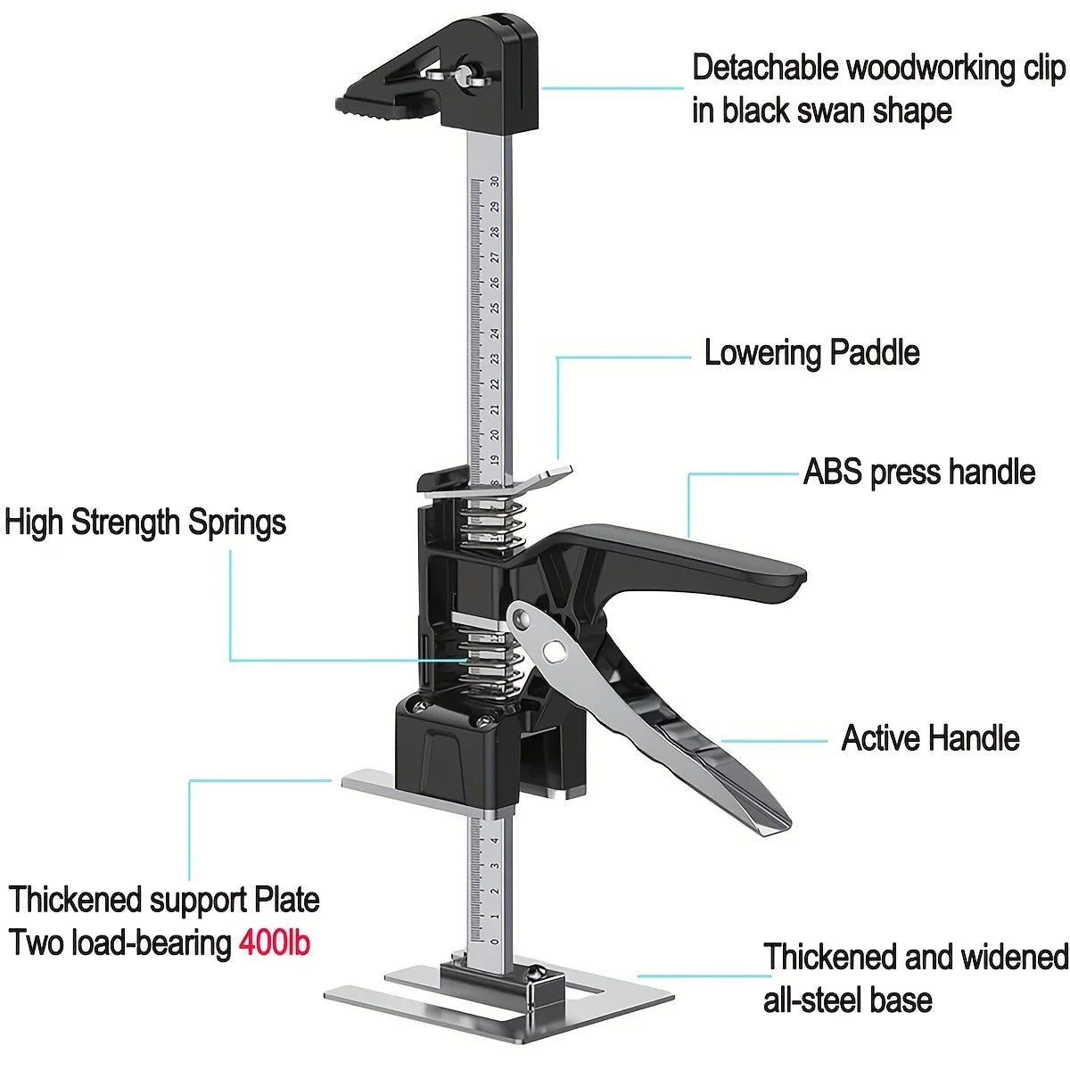 2 PCS Labor Saving Arm Tool-15.5 inch Portable Height Adjustable Lift Jack,Precision Clamping Hand Device for Drywall,Tile Locat