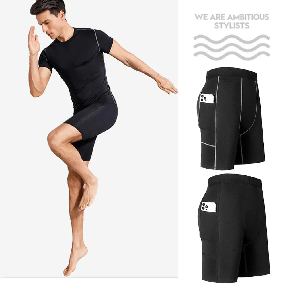 Men‘s Compression Short Pants Elastic Quick Dry Running Fitness...