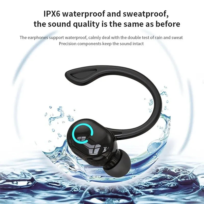 Fone de ouvido Bluetooth 5.2 sem fio de gancho único, intra-auricular, bateria de duração ultra longa, fone de ouvido comercial para celular