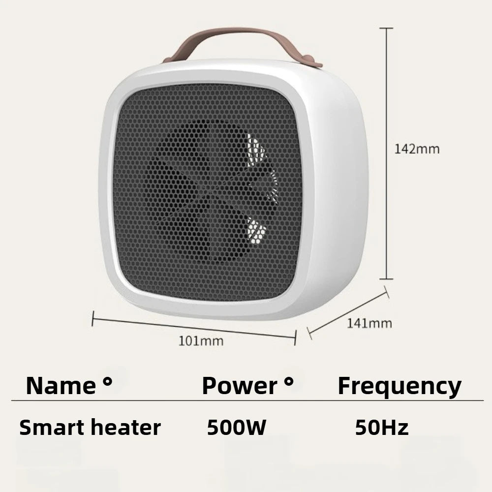 Mini Aquecedores Portáteis Domésticos de Mesa Silenciosos Aquecedor Rápido Ventilador 500W Aquecedores de Ar Quente PTC-Cerâmica para Escritório Interno Inverno