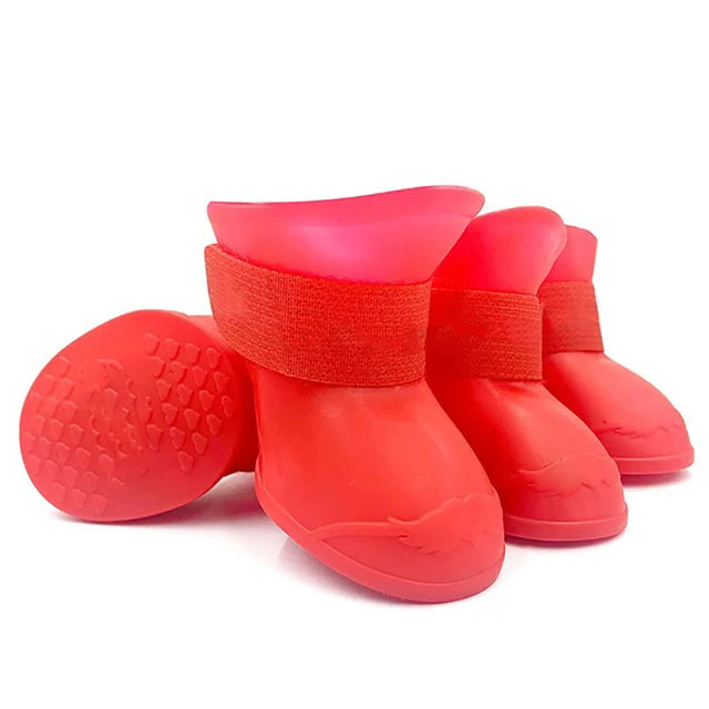 4 peças Pet Impermeável Sapato de Chuva Borracha Antiderrapante Bota para Cães Pequenos Médios Grandes Gatos Sapato Externo Botas para Cães Acessórios para Animais de Estimação