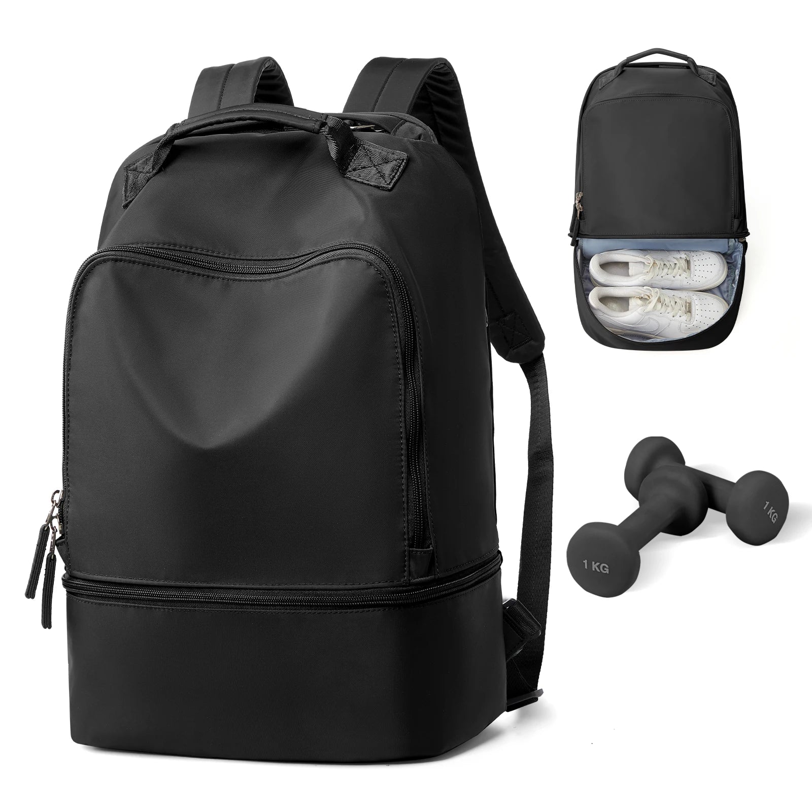 Bolsa de Academia Feminina, Mala de Viagem Pessoal com Compartimento para Sapatos, Mochila de Viagem Feminina, Mochila Esportiva Ideal para Tênis, Natação