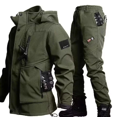 Jaqueta Masculina de Motocicleta com Conjunto de Treinamento de Veludo para Outono e Inverno Jaqueta Antidesgaste Impermeável Resistente ao Frio Presentes de Fim de Ano