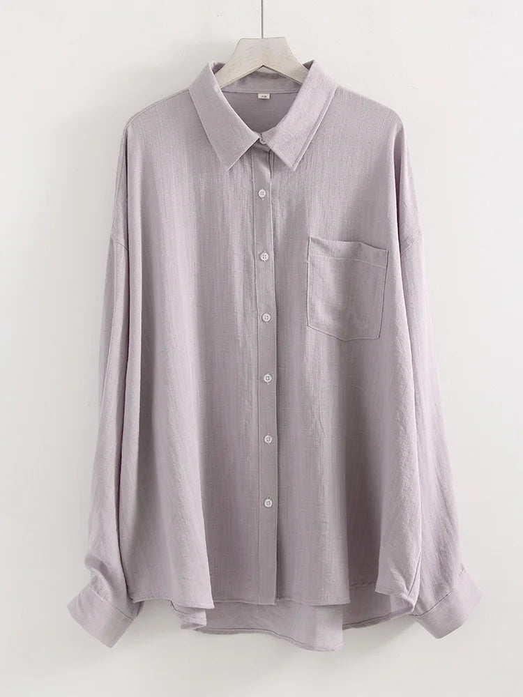 Camisas femininas de linho azuis de verão, blusas longas e grandes, camisas verdes femininas para o trabalho, blusas básicas de linho femininas, camisas brancas femininas