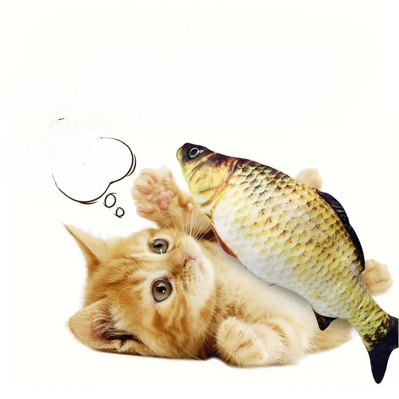 Brinquedo Elétrico de Gato Peixe Vibratório de Pelúcia Interativo para Gatos Brincarem Sozinhos