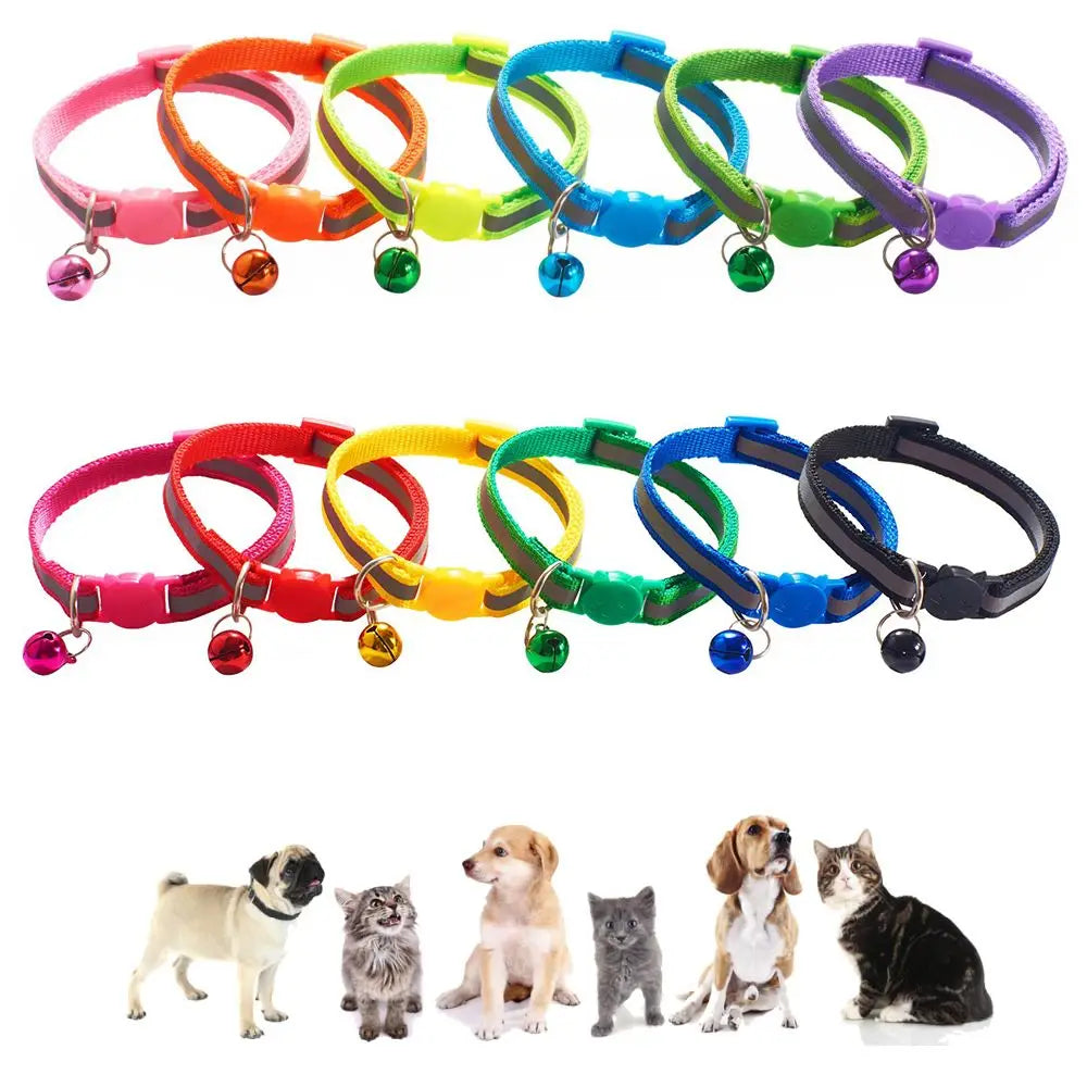 Options Cute Adjustable Size Reflective with Bells Nylon Buckles Pet Accessories Cat Neck Strap Cat Collar Kitten Decor