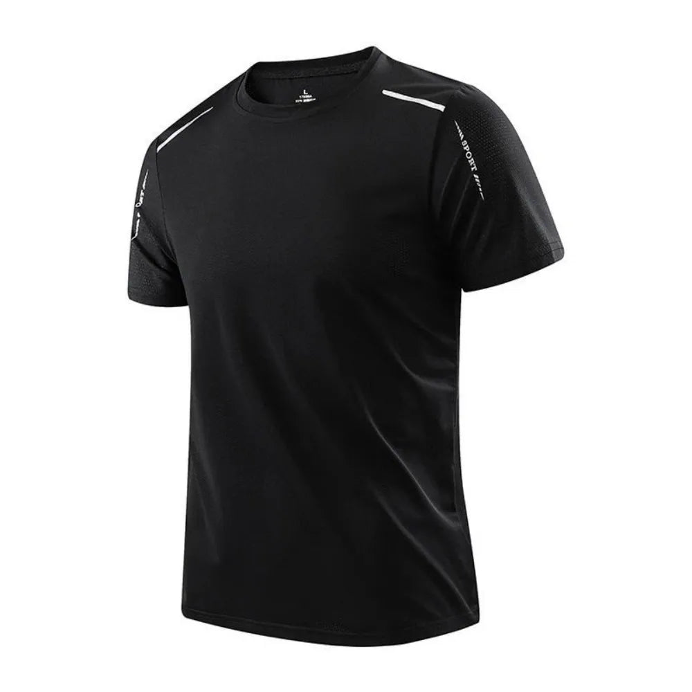 Camiseta Masculina de Corrida Secagem Rápida Respirável Caminhada Macia e Elástica Top Esportivo de Verão ao Ar Livre Novo Estilo