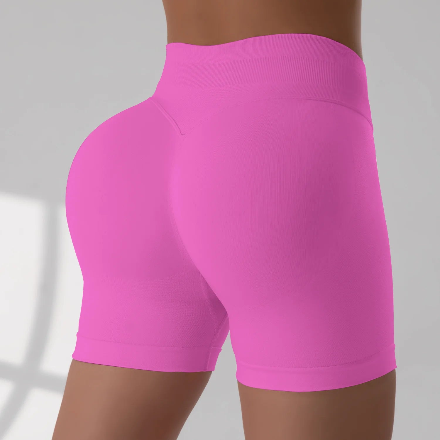 Shorts Esportivos Femininos de Cintura Alta Sem Costura para Academia Fitness Legging Fina Treino Ioga Corrida Levanta Bumbum Ciclismo