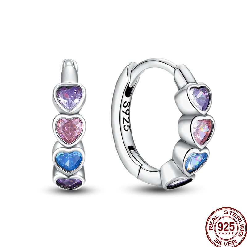 Earrings 925 Sterling Silver Colorful Shiny Zircon Earrings Temperament Charm Luxury Party Jewelry Gift Birthday Anniversary