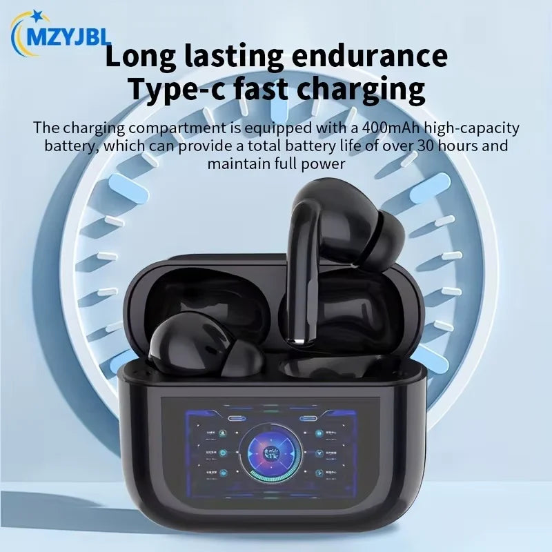 Fones de Ouvido Sem Fio Bluetooth, Cancelamento de Ruído ANC/ENC, Intra-auriculares com Tela de Toque Multifuncional, para iOS Android