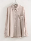 Summer Blue Linen Shirts For Women Oversized Long Sleeve Tops Green Shirt Woman Work Basic Linen Tops Women White Shirts Ladies