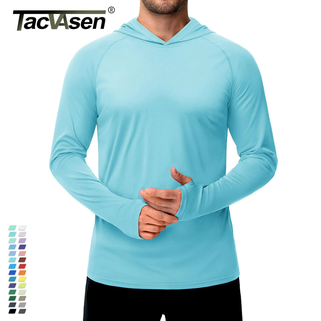 Camiseta Masculina com Capuz — Proteção Solar UPF 50+, Manga Longa e Secagem Rápida