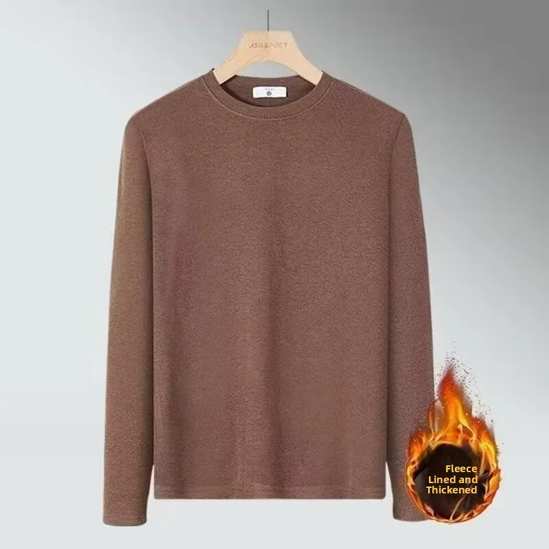 Warm Long Sleeve T-Shirt Men's Fashionable Korean Style round Neck Base Layer Shirt for Teens And Young Adults Thermal Underwear