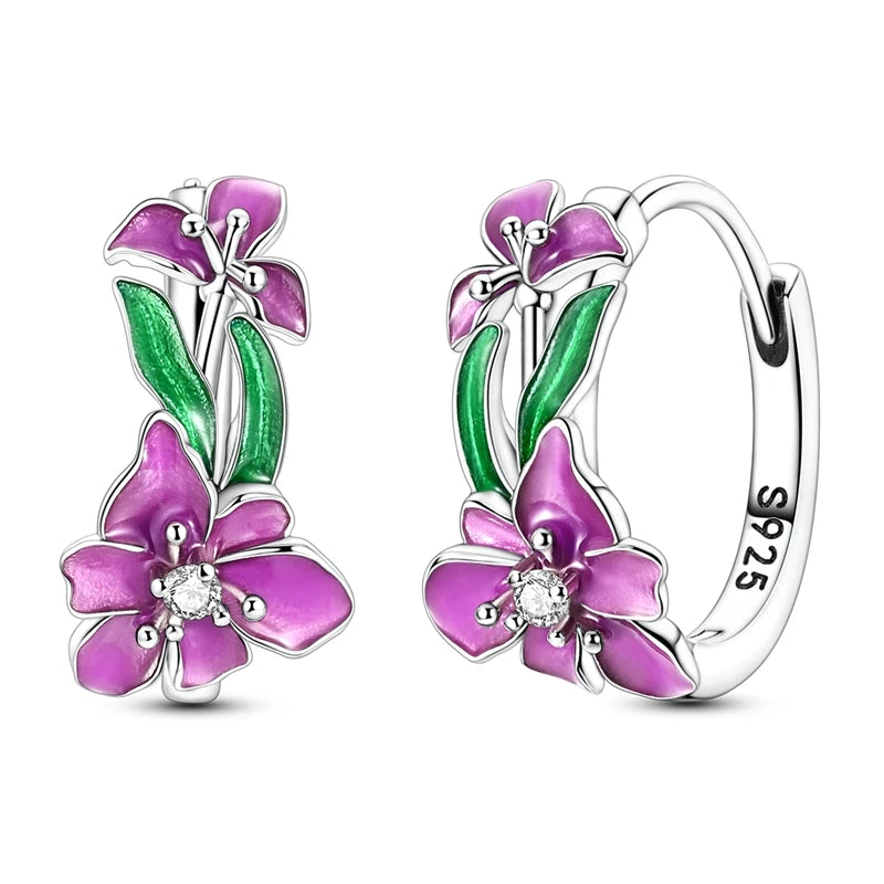 Lucky Clover Earrings 925 Silver Original Zircon Butterfly Dragonfly Chameleons Bee Flower Earrings For Women Jewelry Gift