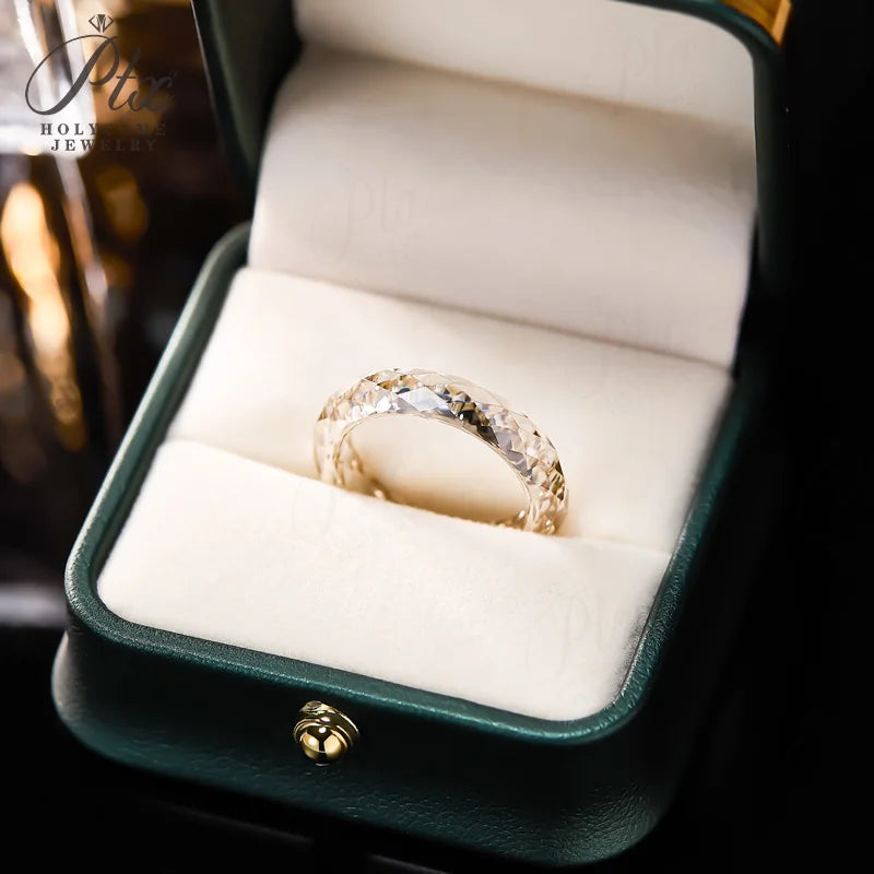 Anel 100% Diamante Moissanite Pedido de Casamento Aliança Aniversário Luxo Alta Qualidade para Homens e Mulheres Joia Rara