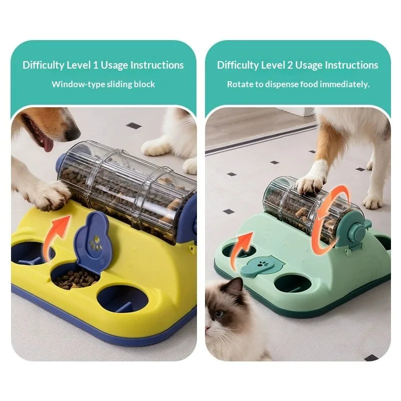 Multi Cat Puzzle Feeder Interactive Slow Food Dispenser Treat Leakage Toy for Dogs Cats Mental Stimulation Boredom Relief