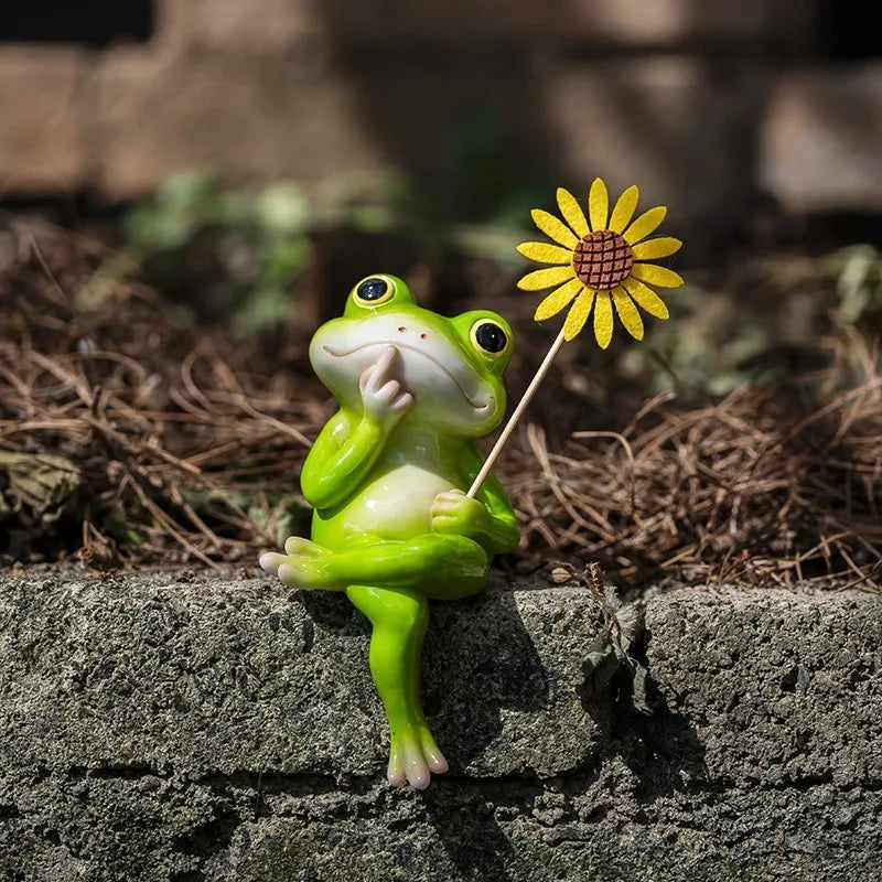 WonderNest Outdoor Garden Gnome Frog Figurine Statue