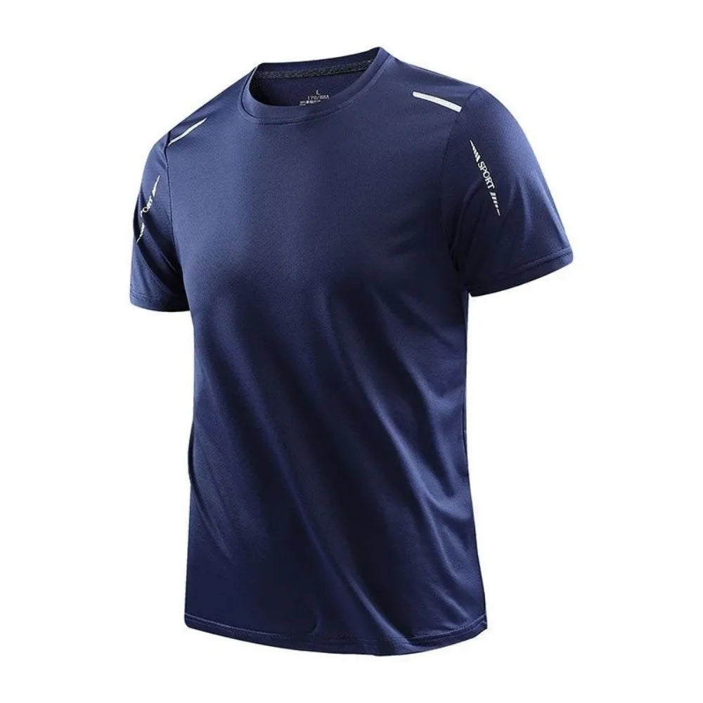 Camiseta Masculina de Corrida Secagem Rápida Respirável Caminhada Macia e Elástica Top Esportivo de Verão ao Ar Livre Novo Estilo