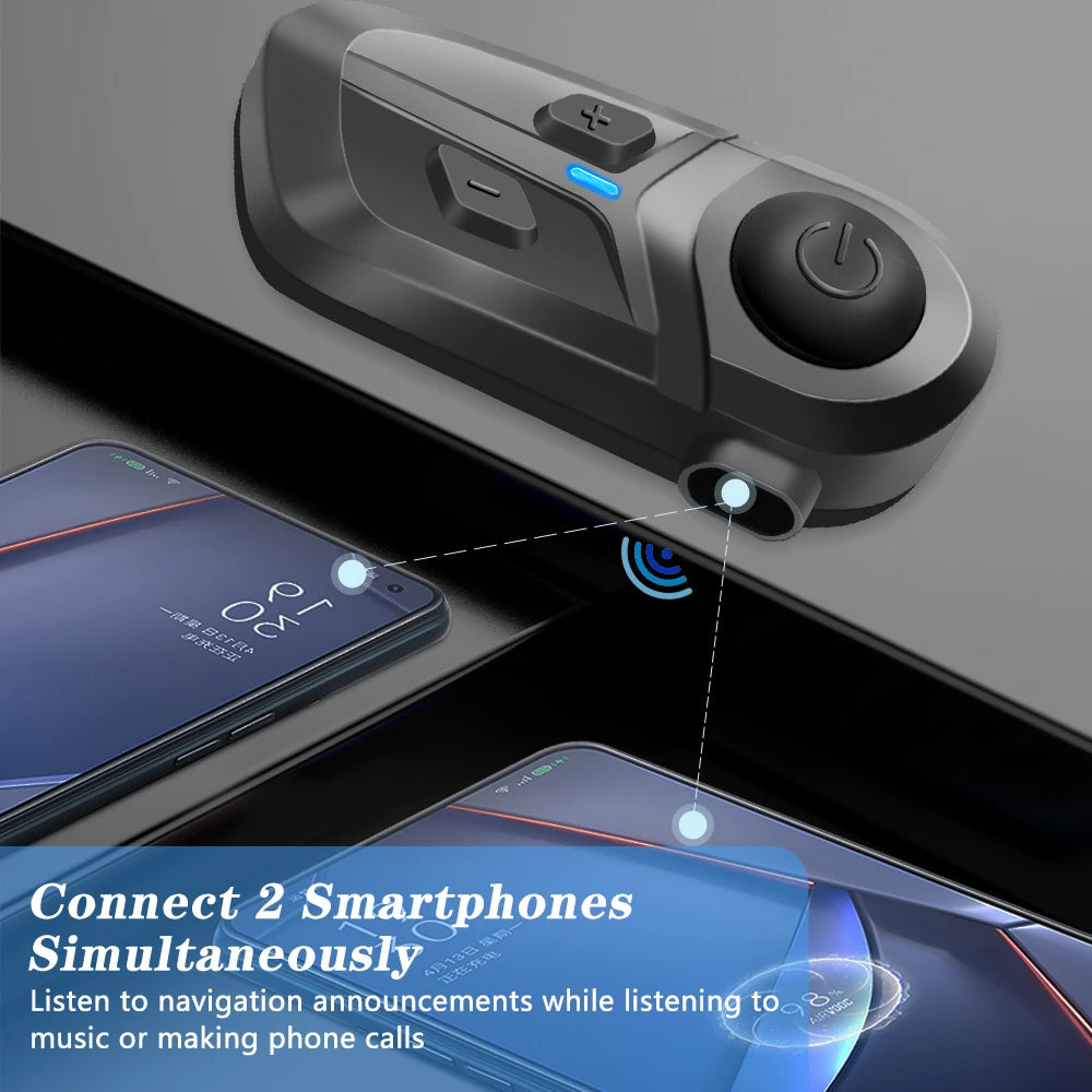 Fone de ouvido Bluetooth 5.3 sem fio para capacete de motocicleta, chamada viva-voz, telefone, motocicleta, fone de ouvido à prova d'água, reprodutor de música, capacete de moto