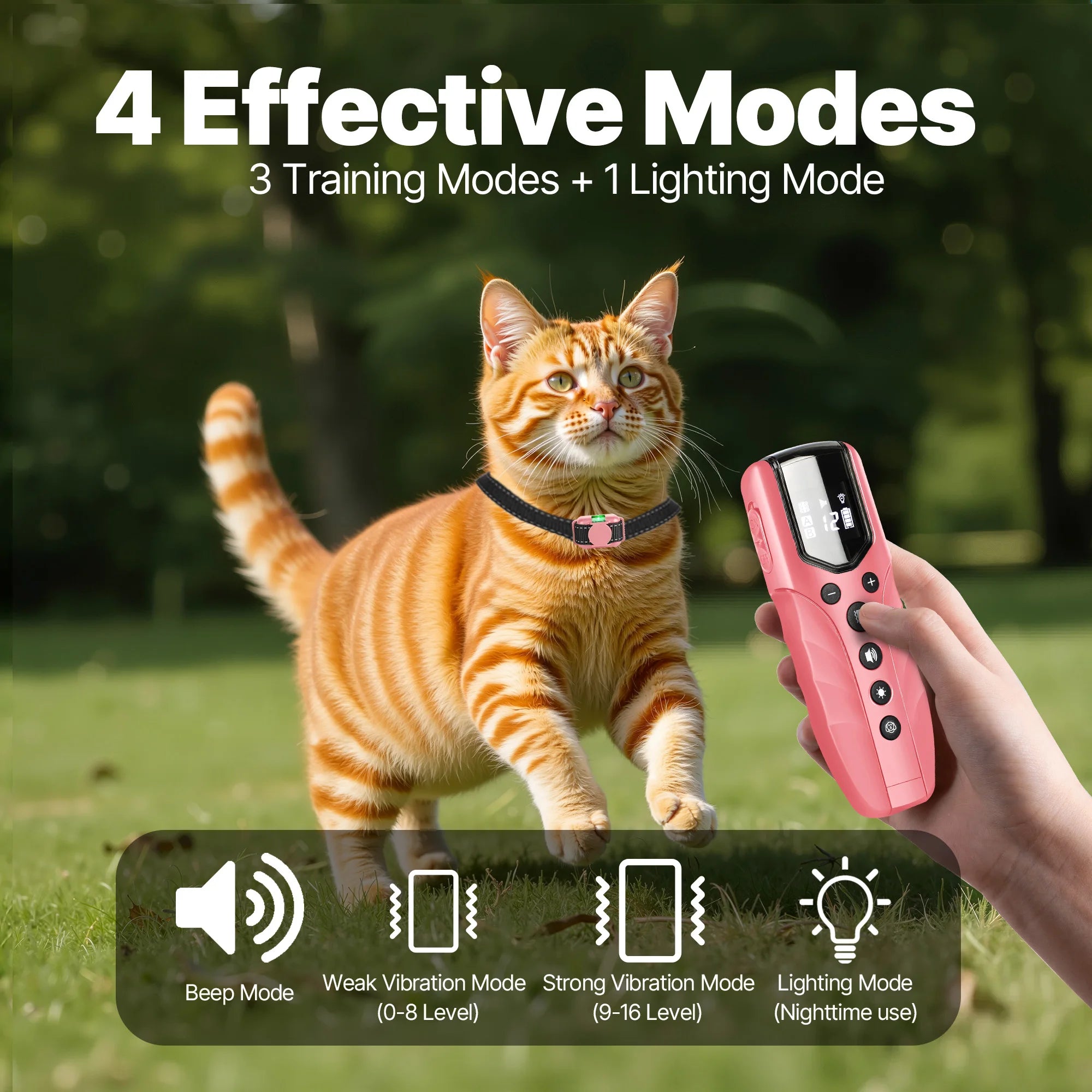 No Shock Cat Training Collar, Vibrating Cat Collar with Remote 2000ft, Beep and Vibration Collor for Cats 8-100lbs, Rechargeable