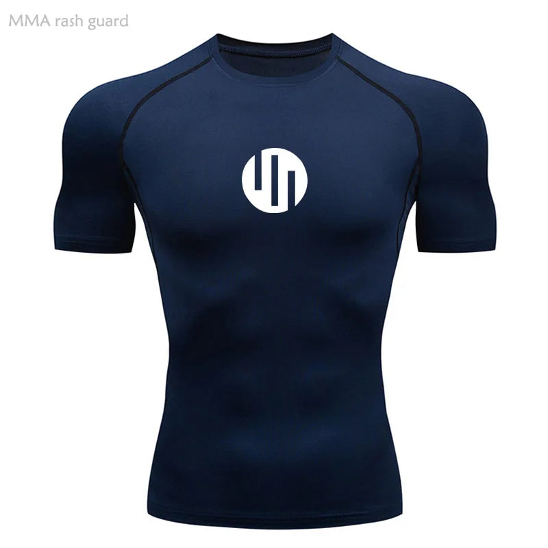 Camisa de Compressão Manga Longa Masculina para Corrida Treino Academia Esportes Roupa Íntima de Secagem Rápida Antissuor Protetor Solar Segunda Pele Masculina