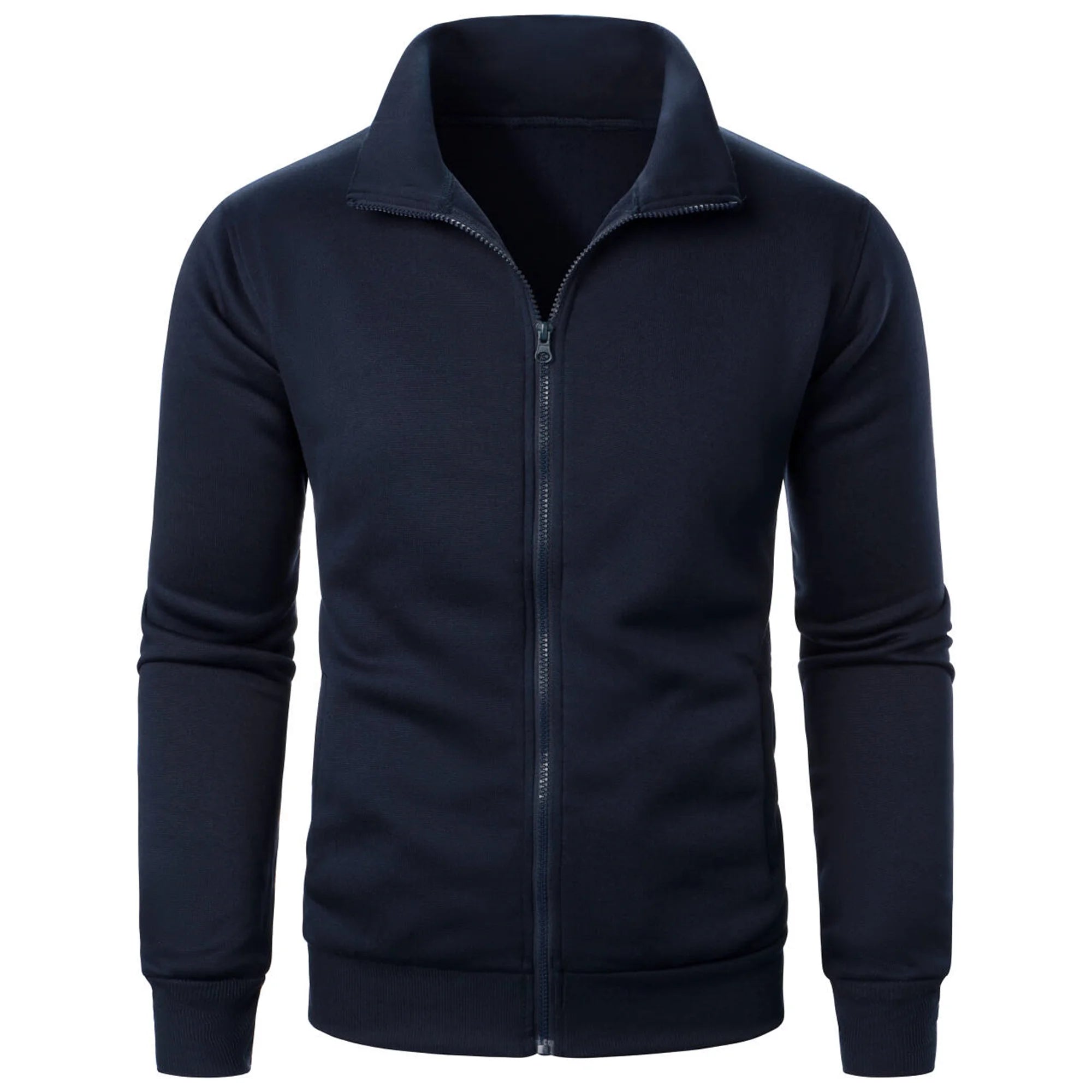 Men's casual sports zipper stand up collar jacket, men's solid...