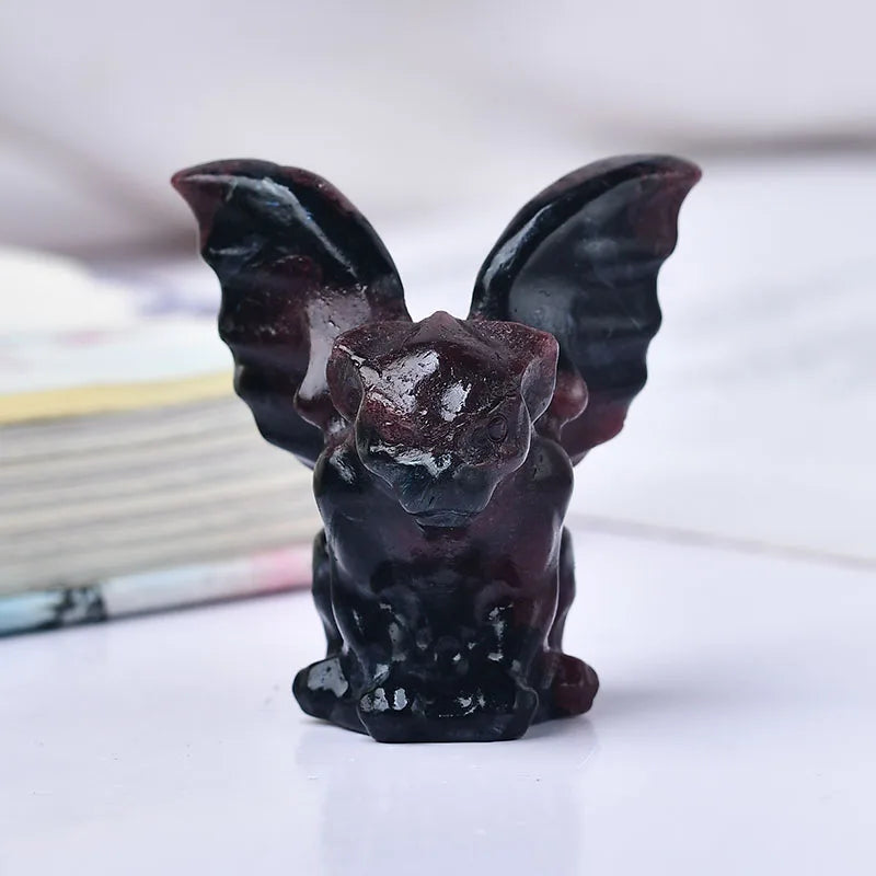 Estatueta de Gárgula de Cristal Decoração de Casa Bruxaria com Pedras Preciosas