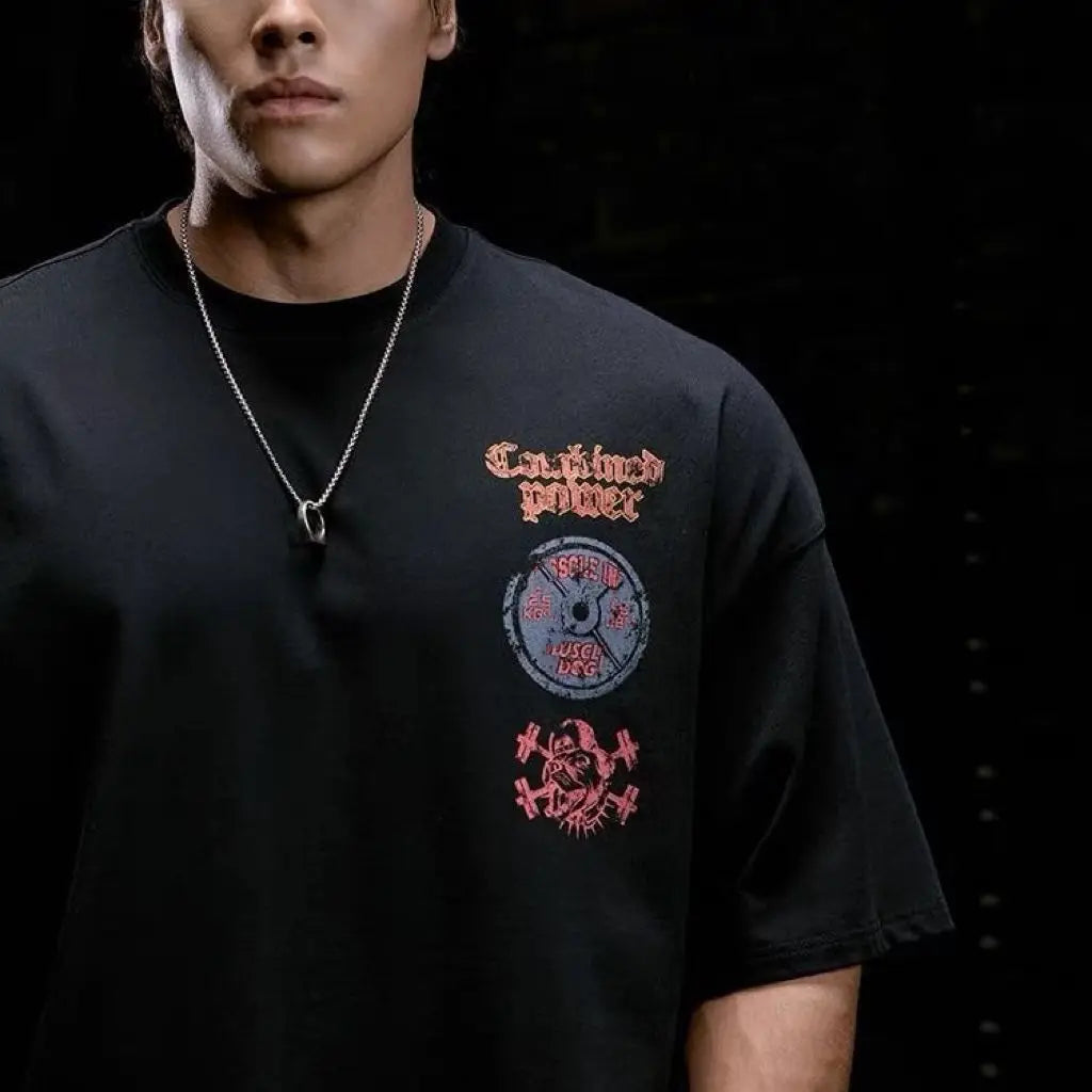 GYM The Muscular Man's Roaring Sports T-shirt Is A Cool Loose Half-sleeved Casual Training and Fitness Outfit for Men in Summer